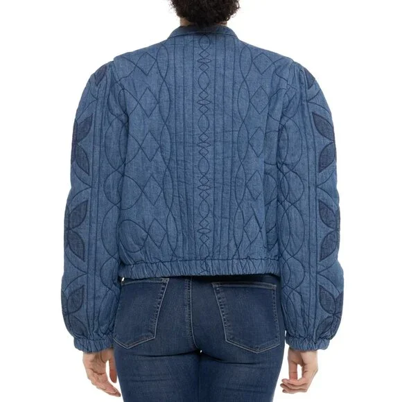 NEW Free People Quinn Quilted Jacket IN Indigo Combo 1125 6s3 - Picture 8 of 8